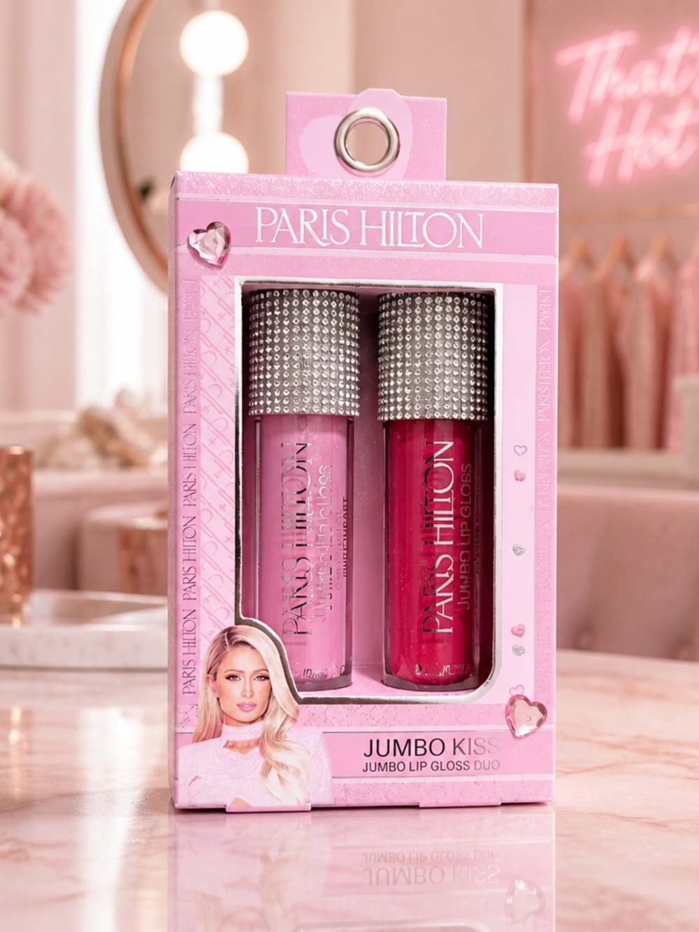 Paris Hilton Jumbo Kiss Lip Gloss Duo Pink & Fuchsia New